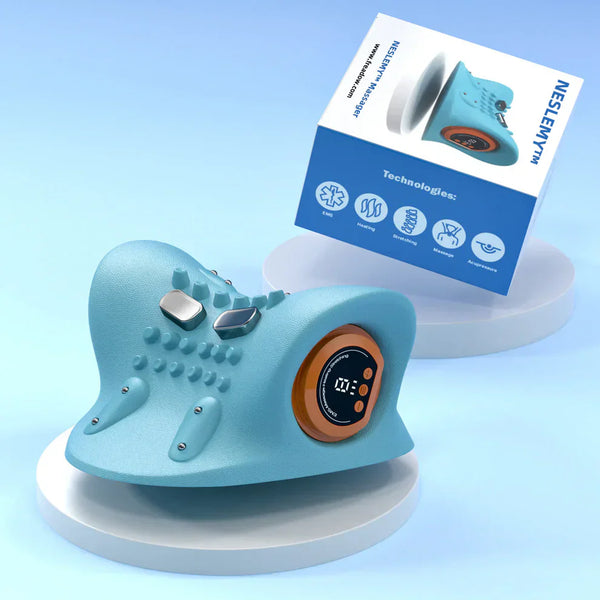 NESLEMY™ Multi-Functional Neck & Spine Massager – Smart EMS Therapy, Heat & Acupressure for Pain Relief & Relaxation